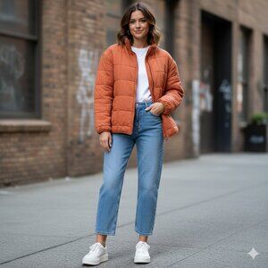 Rust Orange Dip Quilted Jacket Bomber Barn